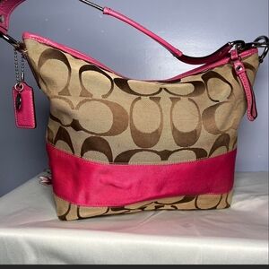 Coach Signature Stripe Hobo Bag  F13581